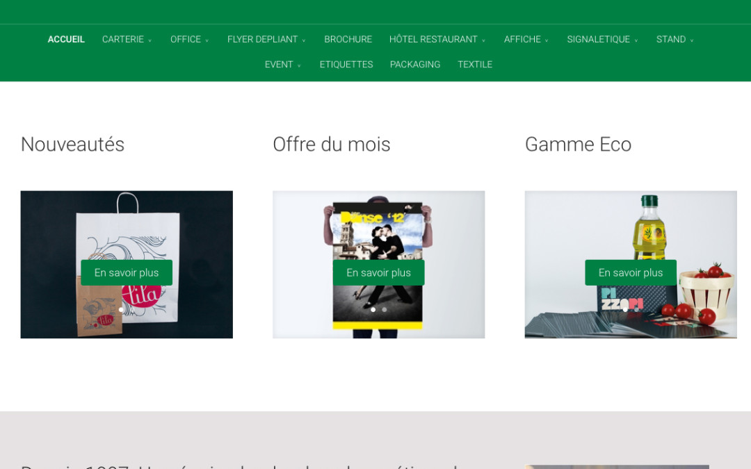 Production de sites de vente